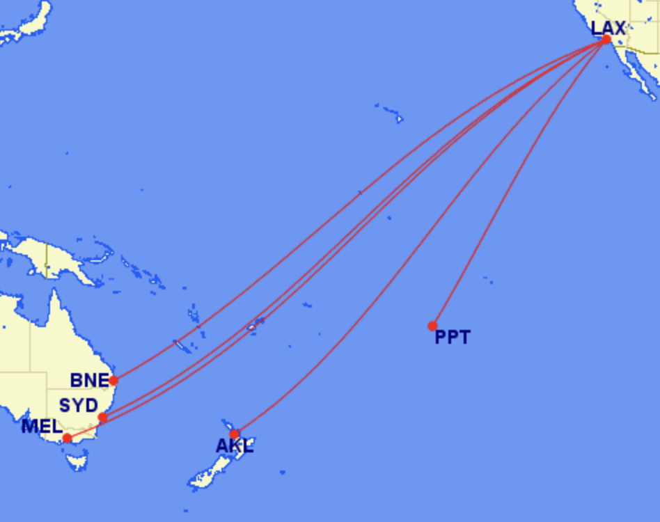 Delta South Pacific route map
